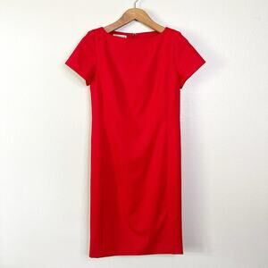 Pendleton Red Virgin Wool Short‎ Sleeve Sheath Dress pleated back women’s Size 8